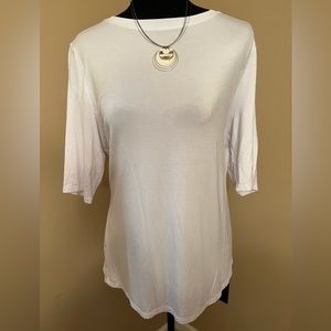 New Nine West Women’s Elbow-Sleeved Tee, White, Size L